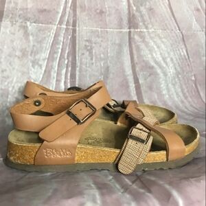 Birki's Birkenstock Lillie Ankle Strap Red Linen Sandals, Women's 6